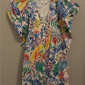 Colorful Floral Button-Down Dress